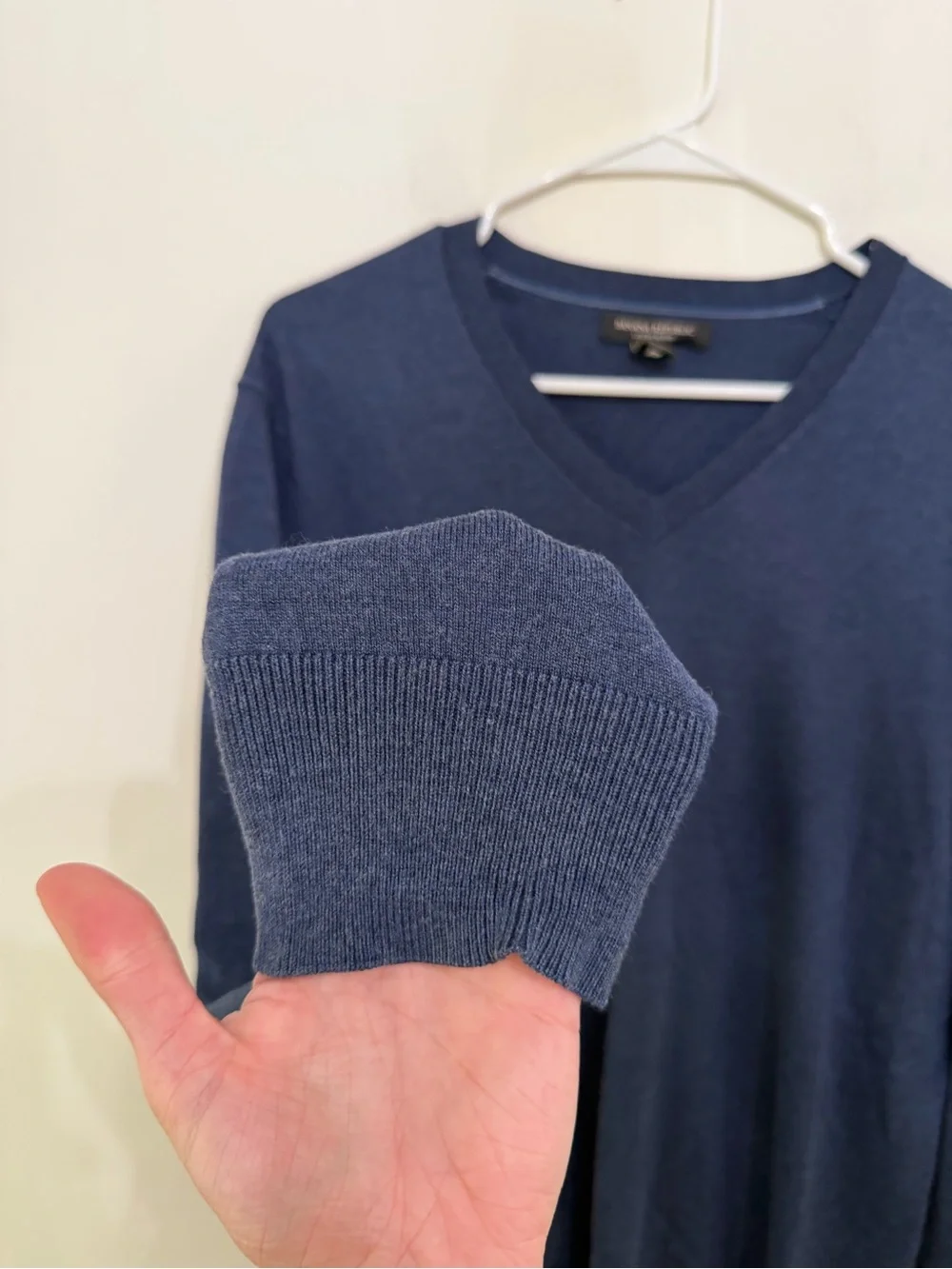 Banana Republic V-Neck Pullover Sweater Silk Cotton Cashmere Blend Blue Men’s L